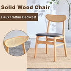 Chaise de salle à manger en bois d'hévéa rembourrée jaune/noyer, style classique, une place
