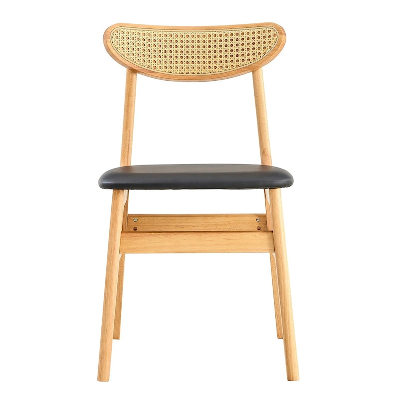 Chaise de salle à manger en bois d'hévéa rembourrée jaune/noyer, style classique, une place