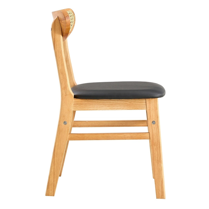 Chaise de salle à manger en bois d'hévéa rembourrée jaune/noyer, style classique, une place