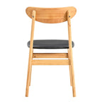 Chaise de salle à manger en bois d'hévéa rembourrée jaune/noyer, style classique, une place