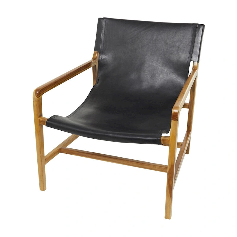 Fauteuil d'appoint en cuir noir/marron avec accoudoirs, une place