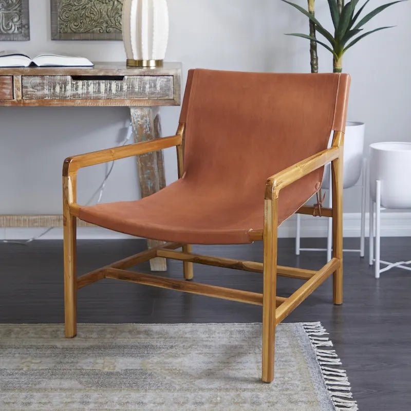 Fauteuil d'appoint en cuir noir/marron avec accoudoirs, une place