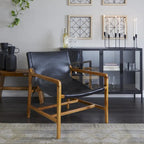 Fauteuil d'appoint en cuir noir/marron avec accoudoirs, une place