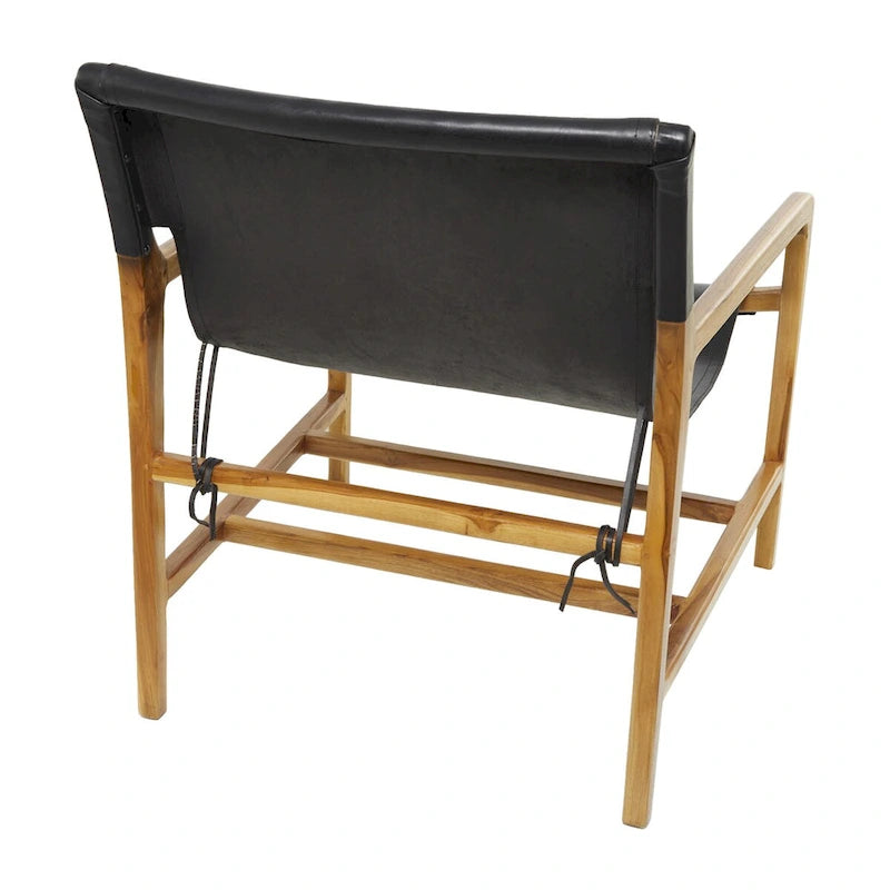Fauteuil d'appoint en cuir noir/marron avec accoudoirs, une place